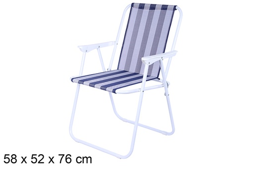 [108626] Silla playa plegable Fibreline rayas azul/blanco 58x52 cm
