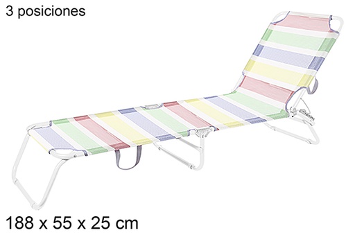 [108635] Tumbona plegable 3 posiciones Textilene rayas colores 188x55 cm