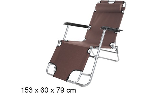 [108638] Chaise longue de plage pliante Oxford marron 153x60 cm