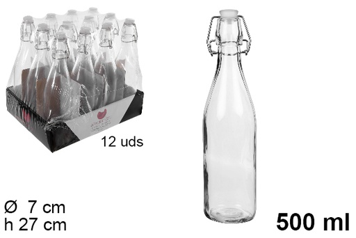 [106216] Glass bottle with mechanical stopper 500 ml