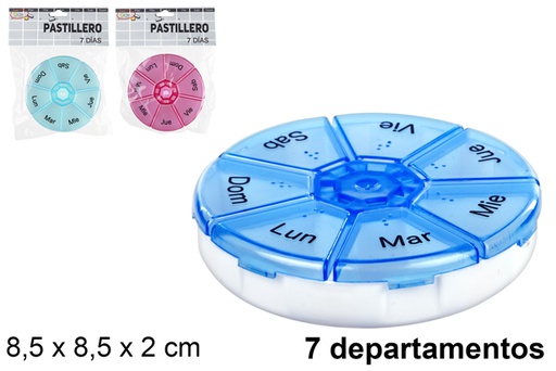 [107811] Portapillole plastica rotondo settimanale 7 spazi 