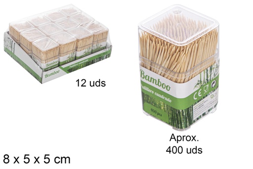 [105308] Square bamboo toothpick holder 400 pieces