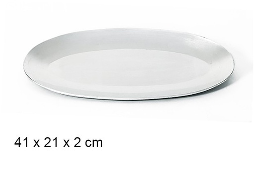 [107579] Plateau de service ovale argenté 41x21 cm