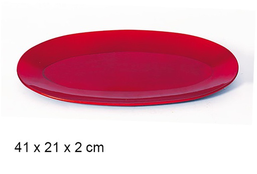 [107580] Glossy red oval tray 41x21 cm