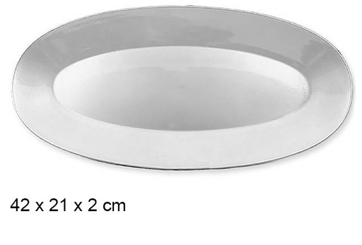 [107588] Bandeja oval em prata 42x21 cm