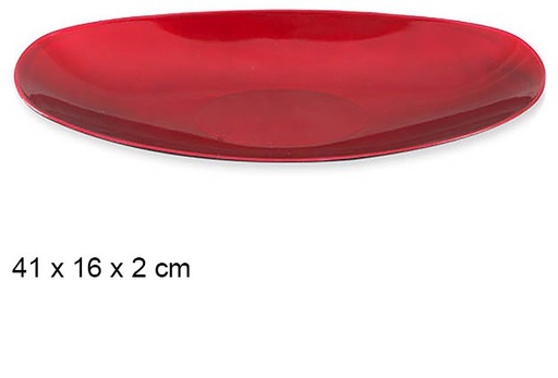 [107586] Bandeja oval vermelha brilhante 41x16 cm