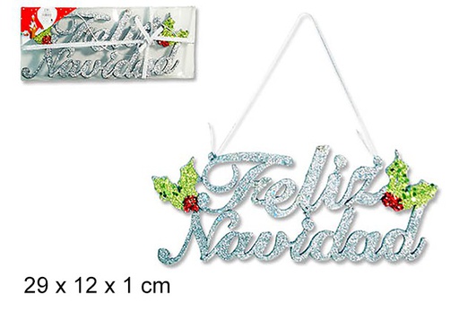 [107565] Sinal de prata Feliz Navidad 29x12 cm