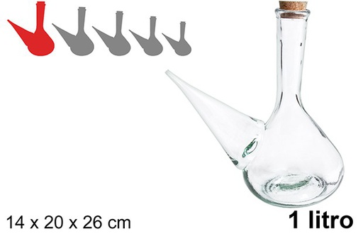 [107432] Glass jug with cork stopper 1 l.