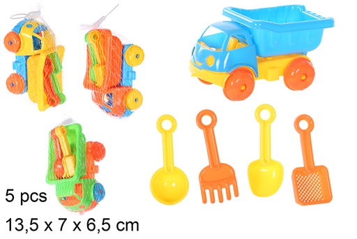 [108556] Camion da spiaggia colorato con 5 accessori