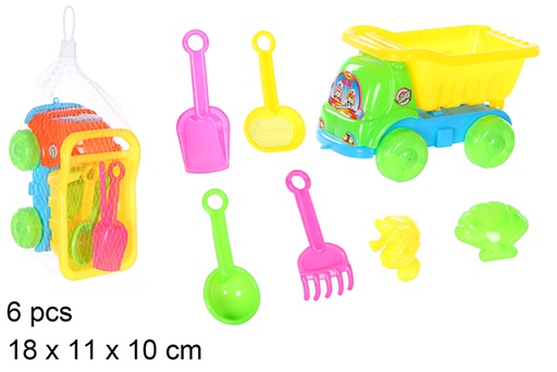[108557] Camión playa colores con 6 accesorios
