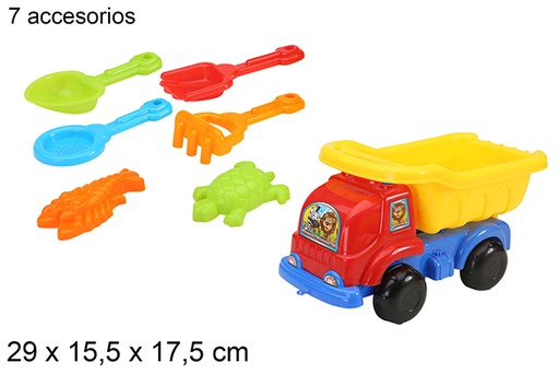 [108562] Camion de plage coloré avec 7 accessoires