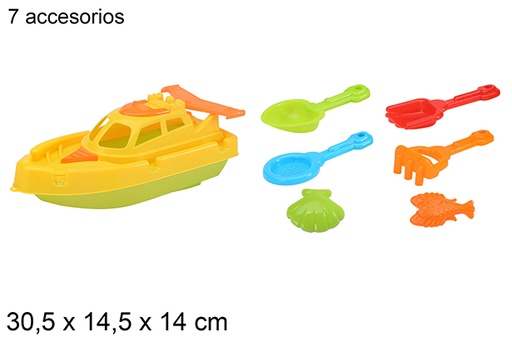 [108594] Barco playa colores con 7 accesorios