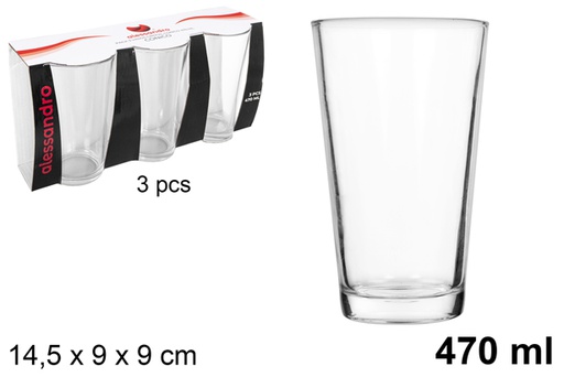 [107953] Pack 3 vasos cristal cónico 470 ml