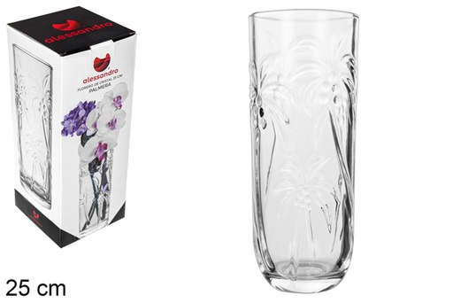 [107964] Glass flower vase Palm 25 cm