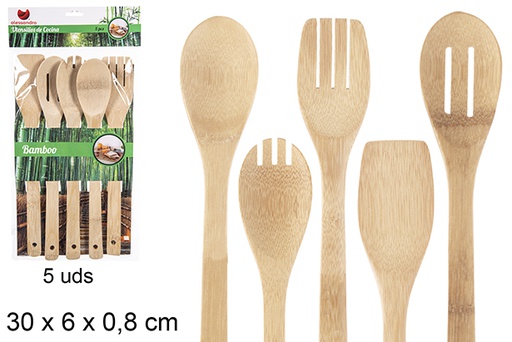 [101491] Pack 5 talheres de bambu 30x6 cm