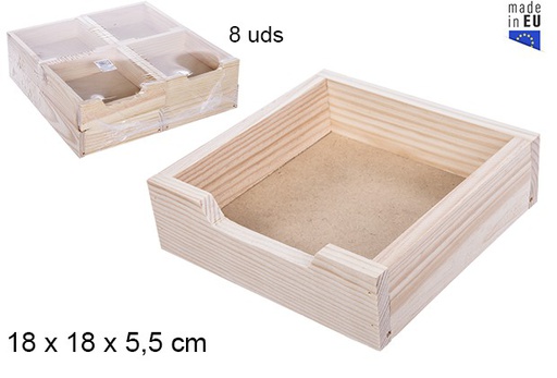 [108686] Natural wood napkin holder 18x18 cm