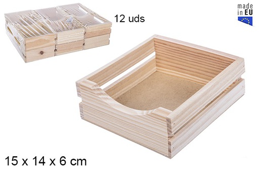 [108687] Servilletero madera listones 15x14 cm