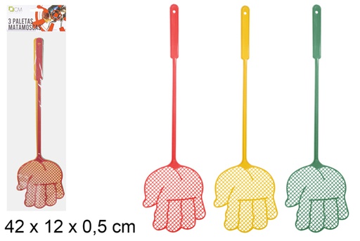 [108314] Pack 3 hand shaped fly swatter 