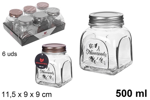 [107998] Decorated glass jar with assorted lid 500 ml