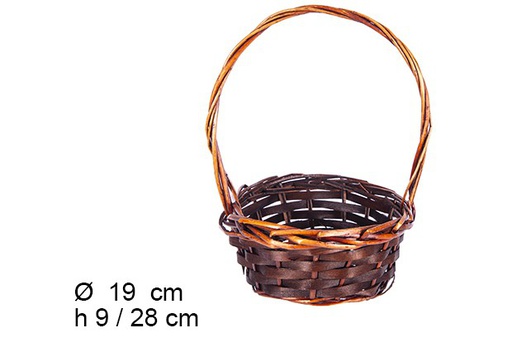 [108224] Mahogany round wicker basket 19x19x9 cm