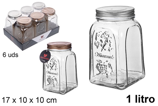 [107999] Bote cristal decorado tapa surtida 1 Litros