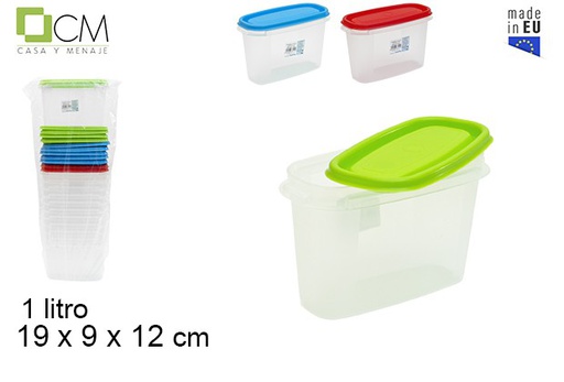 [103086] Oval lunch box with colored lid 19x9 cm