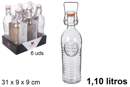 [107996] Flacon verre avec grand bouchon mécanique 1,1 l.