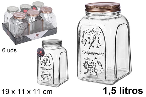 [108000] Barattolo in vetro decorato con coperchio assortito da 1,5 l.