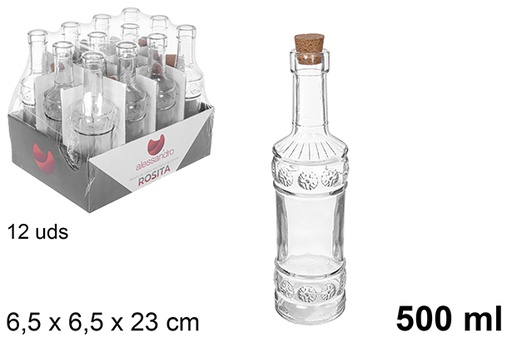 [108007] Garrafa de vidro com rolha de cortiça 500 ml  