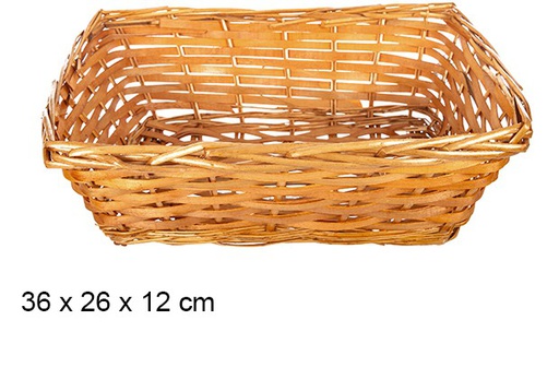 [108276] Rectangular honey wicker basket 36x26x12 cm