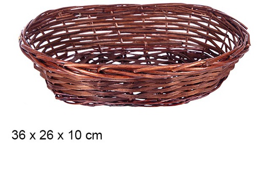 [108273] Panier ovale en osier acajou 36x26x10 cm