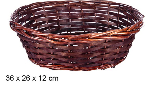 [108277] Mahogany oval wicker basket 36x26 cm