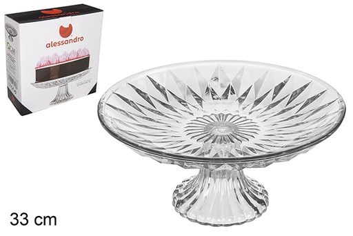 [107708] Diamond glass cake holder 33 cm