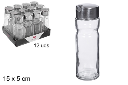 [108025] Glass cruet with stainless steel stopper