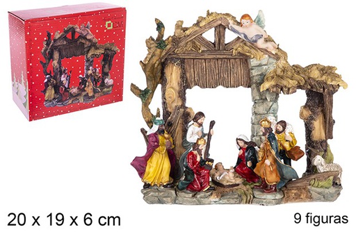 [108695] Portail de la Nativité 9 figurines 20 cm