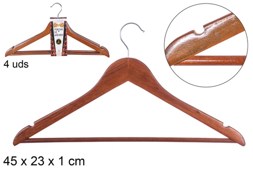 [106062] Pack 4 mahogany wood hanger NEW