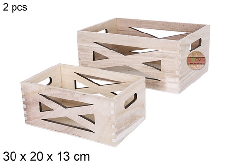 [108151] Pack 2 caixas de madeira natural 30x20 cm