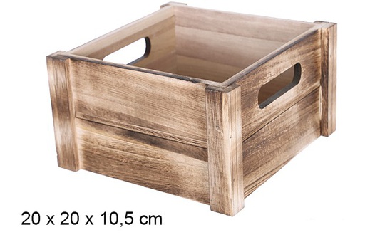 [108188] Caja madera cuadrada vintage 20 cm