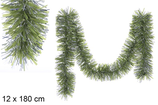 [109296] Green/silver wide Christmas tinsel 12x180 cm