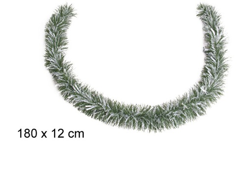 [109302] Snow/matte green wide Christmas tinsel 12x180 cm