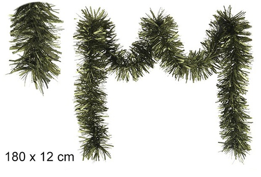 [109305] Embassed olive green wide Christmas tinsel 12x180 cm