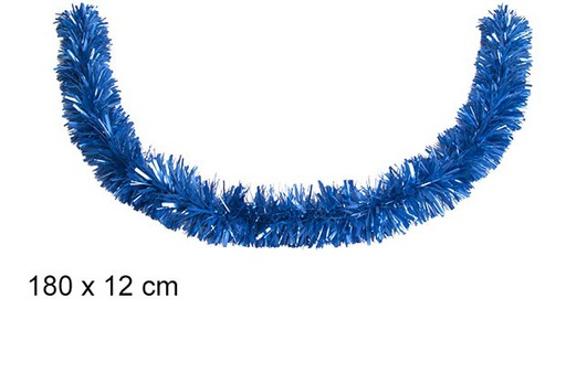 [109308] Guirlande de Noël large bleue mate 12x180 cm