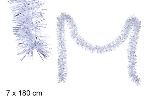 [109314] Snow/silver wide Christmas tinsel 7x180 cm