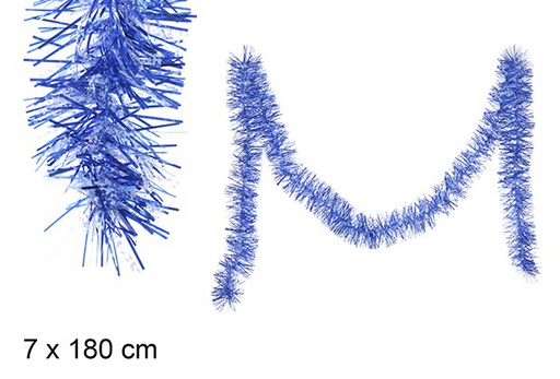 [109317] snow/blue wide christmas tinsel 7x180cm