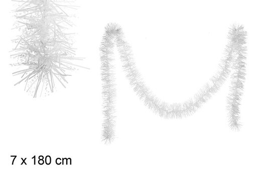 [109320] Snow/white wide Christmas tinsel 7x180 cm