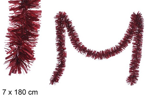 [109322] matte red wide christmas tinsel 7x180cm