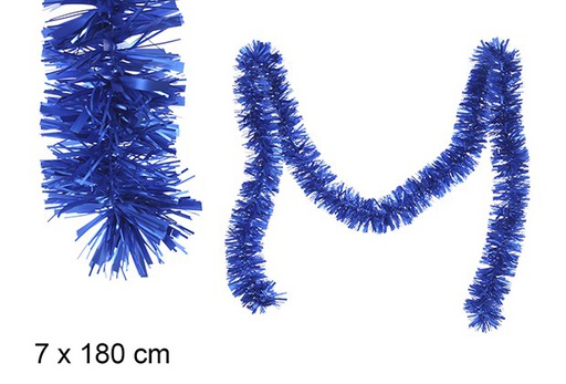 [109323] Guirlande de Noël large bleue mate 7x180 cm