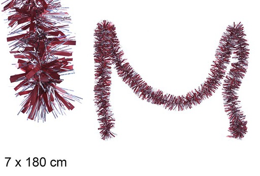 [109331] Matte red/silver hologram wide Christmas tinsel 7x180 cm