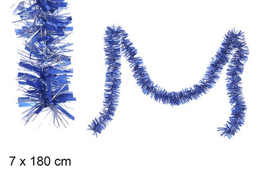 [109332] Matte blue/silver hologram wide Christmas tinsel 7x180 cm