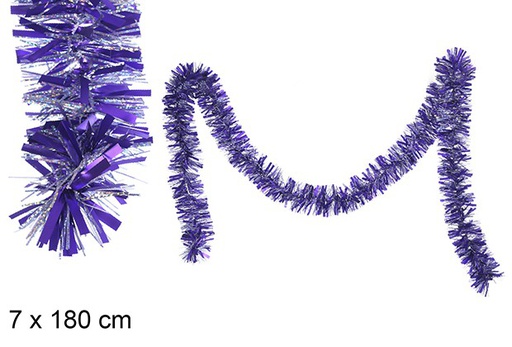 [109333] Matte fuchsia/silver hologram wide Christmas tinsel 7x180 cm